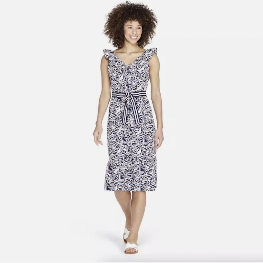 Vineyard Vines Target Women's Rough Seas Sleeveless Ruffle Dress Size Small